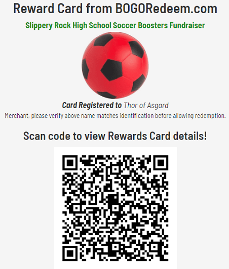 Sample Discount Reward Card